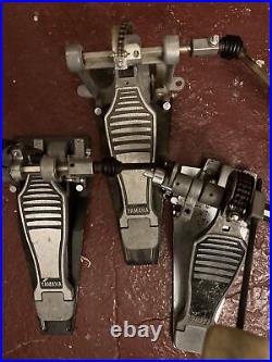 2 Vintage Yamaha Double Bass Drum Pedals Japan Made 4 Pieces In Lot
