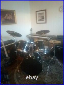 5 pc drum set with cymbals, hardware, double bass pedal