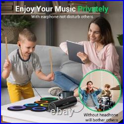 7-Pad Electric Drum Set with Headphones, Roll-Up Drum Pad for Kids, Dual Speaker