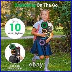 7-Pad Electric Drum Set with Headphones, Roll-Up Drum Pad for Kids, Dual Speaker