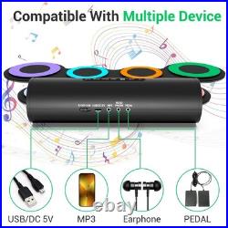 7-Pad Electric Drum Set with Headphones, Roll-Up Drum Pad for Kids, Dual Speaker