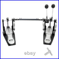 Adjustable Double Bass Drum Pedal with Dual Chain Drive & Beater Head for Drums