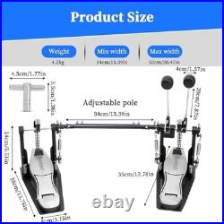 Adjustable Double Bass Drum Pedal with Dual Chain Drive & Beater Head for Drums