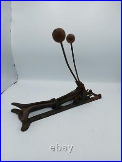 Antique Fishtail Double Bass Drum Pedal, Cast Iron 1900-1914