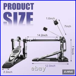 Bass Drum Pedals Steel, Rubber Double Pedal Heavy Duty Chain Drive Kick Bass Drum Pedals Steel, Rubber Double Pedal Heavy Duty Chain Drive Kick