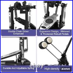Bass Drum Pedals Steel, Rubber Double Pedal Heavy Duty Chain Drive Kick Bass Drum Pedals Steel, Rubber Double Pedal Heavy Duty Chain Drive Kick