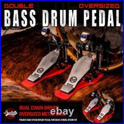 Beatello'Hercules' Heavy Duty Bass Drum Double Kick Pedals Dual Chains Non-slip