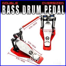 Beatello'Hercules' Heavy Duty Bass Drum Double Kick Pedals Dual Chains Non-slip