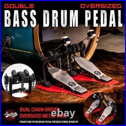 Beatello'Hercules' Heavy Duty Bass Drum Double Kick Pedals Dual Chains Non-slip