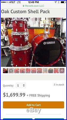 COMPLETE YamahaOakCustom DrumKit withxtra kick, all hardware and DW double pedal
