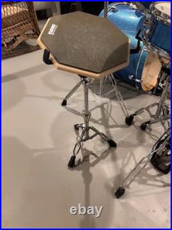 Complete Ludwig Drum Set Blue Sparkle Double Pedal Ready to Play