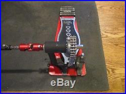 DW 5000 Red Base Double Bass Drum Pedals, Dual Chain Drive Clean No Damage
