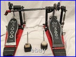 DW 5000 Series = Bass Drum Double Pedal, Red, Chain Drive, USED GOOD CONDITION