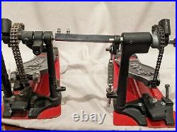 DW 5000 Series = Bass Drum Double Pedal, Red, Chain Drive, USED GOOD CONDITION