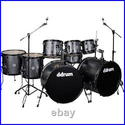 Ddrum D2 8-Piece Double Bass Complete Kit withBlack Hardware Dark Silver Sparkle