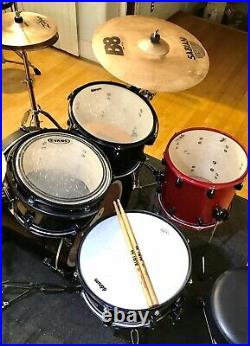 Ddrum Defiant Black Sparkle 5 Piece Drum Set Sabian Cymbals Double Pedal Throne