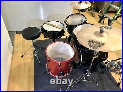 Ddrum Defiant Black Sparkle 5 Piece Drum Set Sabian Cymbals Double Pedal Throne