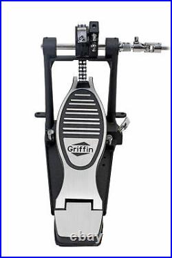 Deluxe Double Kick Drum Pedal for Bass Drum by GRIFFIN Twin Set Foot Pedal