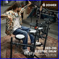Donner DED-200X Electric Drum Set Dual Zone Snare With Throne Headphones Donner DED-200X Electric Drum Set Dual Zone Snare With Throne Headphones