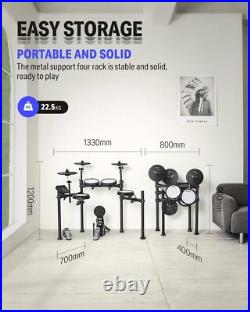 Donner DED-200X Electric Drum Set With Throne Headphones Dual Zone Quiet Pads Donner DED-200X Electric Drum Set With Throne Headphones Dual Zone Quiet Pads