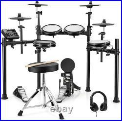 Donner DED-200X Electric Drum Set With Throne Headphones Dual Zone Quiet Pads Donner DED-200X Electric Drum Set With Throne Headphones Dual Zone Quiet Pads
