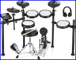 Donner DED-200 Electric Drum Kit Set Quiet Mesh Pads Dual Zone Snare With Throne