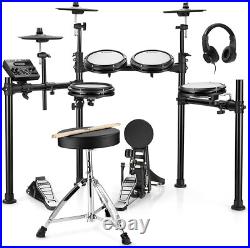 Donner DED-200 Electric Drum Kit Set Quiet Mesh Pads Dual Zone Snare With Throne