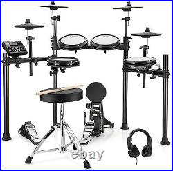 Donner DED-200 Electric Drum Set 4 Cymbal Quiet Mesh Pad Dual Zone Snare +Throne