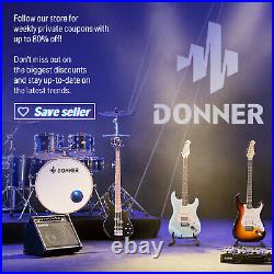 Donner DED-200 Electric Drum Set Quiet Mesh Pads Dual Zone Snare 450+ Sounds