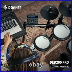 Donner DED-200 Electric Drum Set with Quiet Mesh Pad Dual Zone Snare 450+ Sound