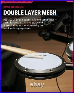 Donner DED-200 Lite Electric Drum Set With Throne Quiet Mesh Pad Dual Zone Snare