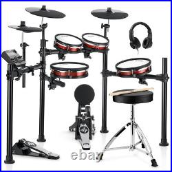 Donner DED-200 Max Electric Drum Set With Throne Headphones Dual Zone Quiet Pads