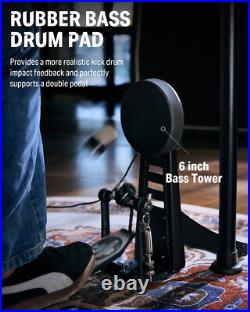 Donner DED-200 Max Electric Drum Set With Throne Headphones Dual Zone Quiet Pads