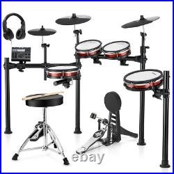 Donner DED-200 Max Electric Drum Set With Throne Headphones Dual Zone Quiet Pads