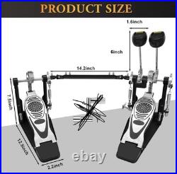 Double Bass DRUM PEDAL Heavy-Duty Double Chain Drive Kick Pedal withAdjustable NEW