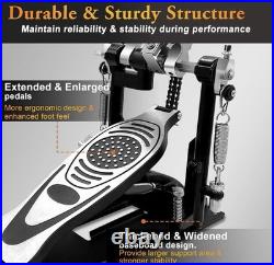 Double Bass DRUM PEDAL Heavy-Duty Double Chain Drive Kick Pedal withAdjustable NEW