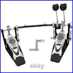Double Bass Drum Pedal Double Chain Drive Adjustable Beater Foot Percussion Hard