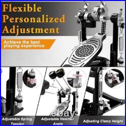 Double Bass Drum Pedal Double Chain Drive Adjustable Beater Foot Percussion Hard