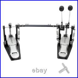 Double Bass Drum Pedal Double Chain Kick Pedal Adjustable Beater Head New