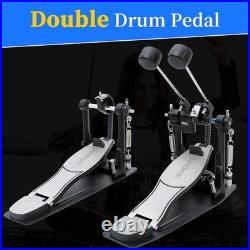 Double Bass Drum Pedal Double Chain Kick Pedal Adjustable Beater Head New