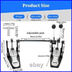 Double Bass Drum Pedal Double Chain Kick Pedal Adjustable Beater Head New