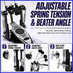 Double Bass Drum Pedal, Heavy Duty Double Chain Drive Kick Pedal