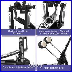 Double Bass Drum Pedal, Heavy Duty Double Chain Drive Kick Pedal