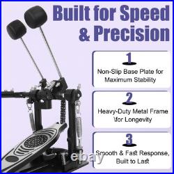 Double Bass Drum Pedal, Heavy Duty Double Chain Drive Kick Pedal