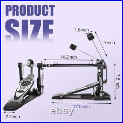 Double Bass Drum Pedal, Heavy-Duty Double Chain Drive Kick Pedal with Adjustable