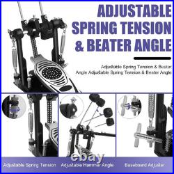 Double Bass Drum Pedal, Heavy-Duty Double Chain Drive Kick Pedal with Adjustable