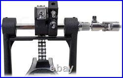 Double Bass Drum Pedal Heavy-Duty Foot Board Set, Twin Chain with Quad Beaters