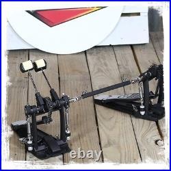 Double Bass Drum Pedal Heavy-Duty Foot Board Set, Twin Chain with Quad Beaters