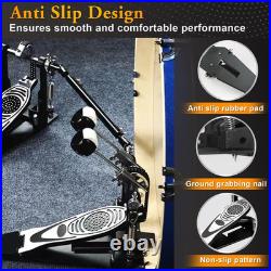 Double Bass Drum Pedal Kick Drum Pedal Double Chain Drive Adjustable Beater Head