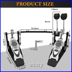 Double Bass Drum Pedal Kick Drum Pedal Double Chain Drive Adjustable Beater Head